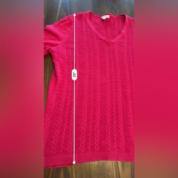 Talbots Cable Knit Pullover Fuschia pink sweater women’s Large Barbie core - Picture 6 of 8